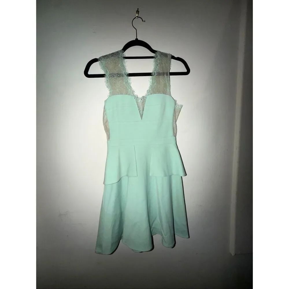 Size 0 BCBG MAXAZRIA teal blue mini dress doll dress